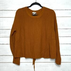 Lucky Brand Textured Knit Sweater Brown Rust Pullover Tie-Back Size Large